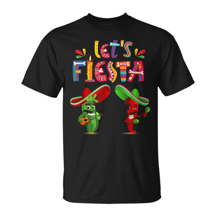Cinco De Mayo  Lets Fiesta Mexican Maracas Sombrero  Unisex T-Shirt