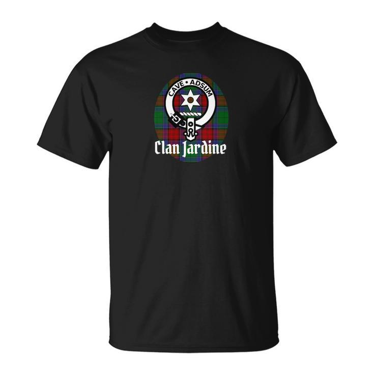 Clan Jardine Crest Badge And Tartan   Unisex T-Shirt