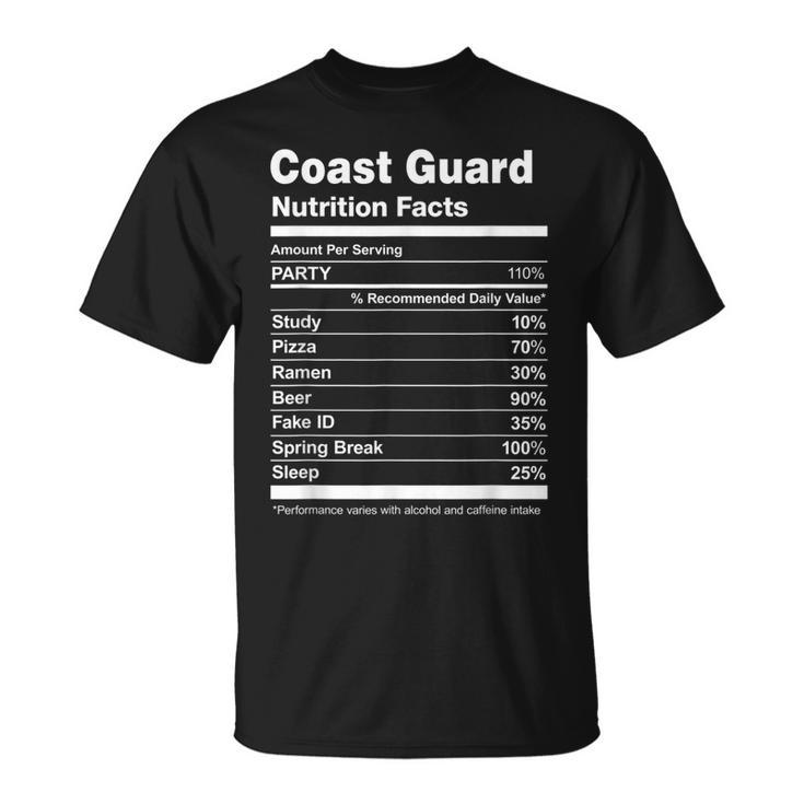 Coast Guard Nutrition Facts College University T-Shirt