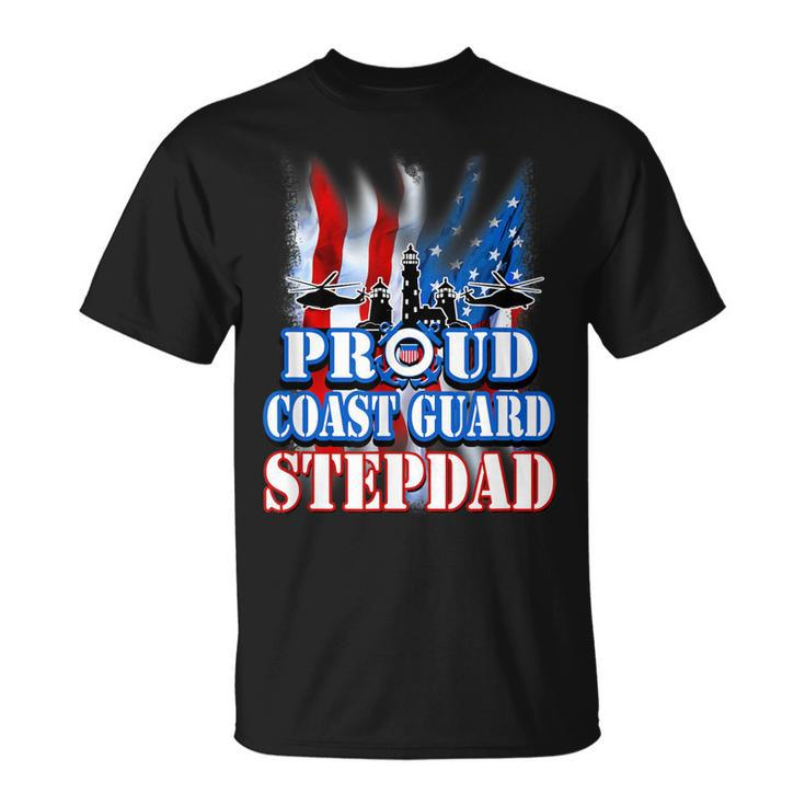 Coast Guard Stepdad Usa Flag Military Fathers Day T-Shirt