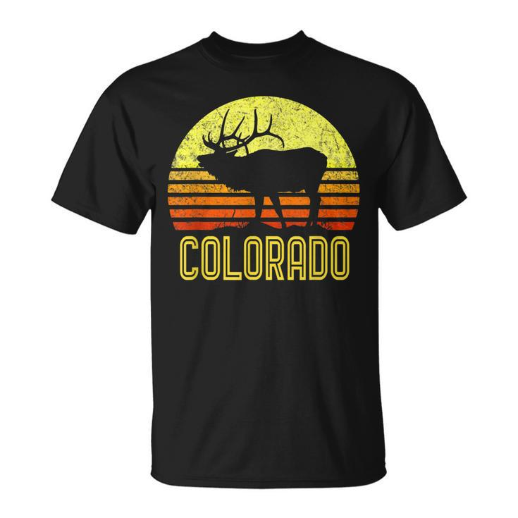 Colorado Elk Hunter Dad Vintage Retro Sun Bow Hunting T-Shirt