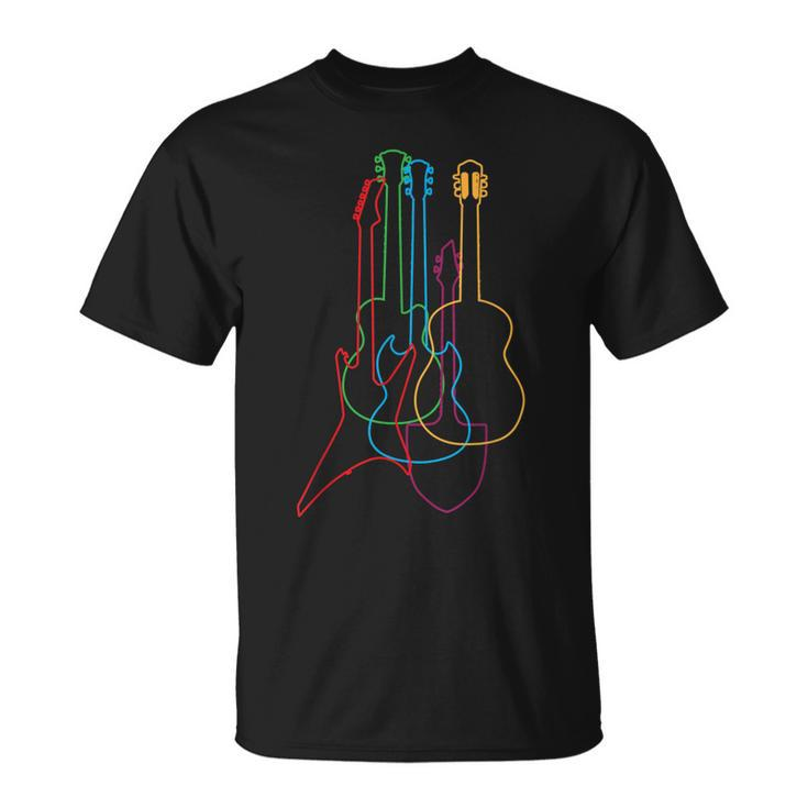 Colored Guitars Electric Acoustic Classical Gift  Unisex T-Shirt