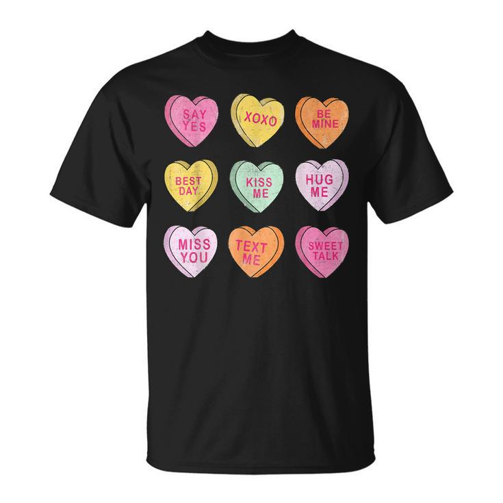 Conversation Hearts Cute Pink Heart Happy Valentines Day T-Shirt
