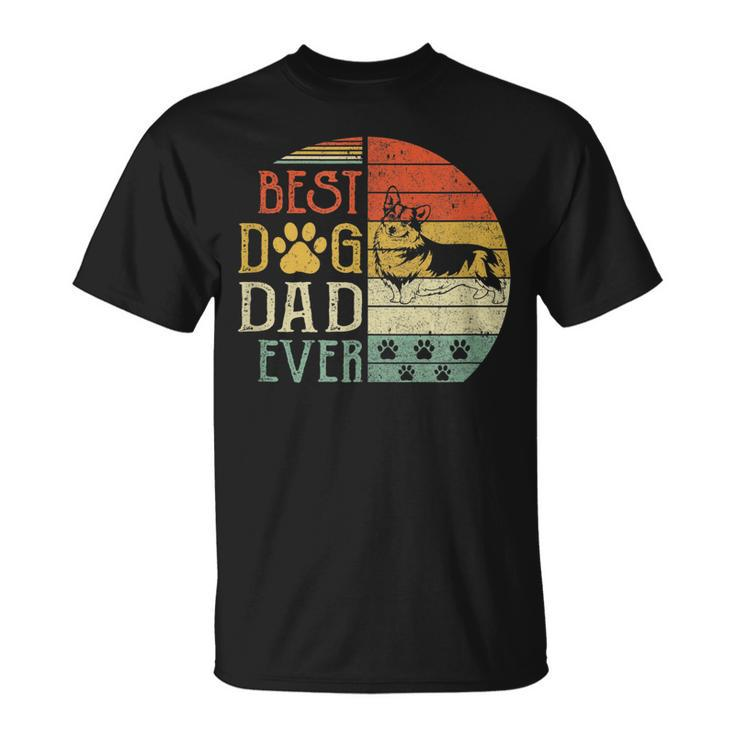Corgi Best Dog Dad Ever Vintage Fathers Day Retro T-Shirt