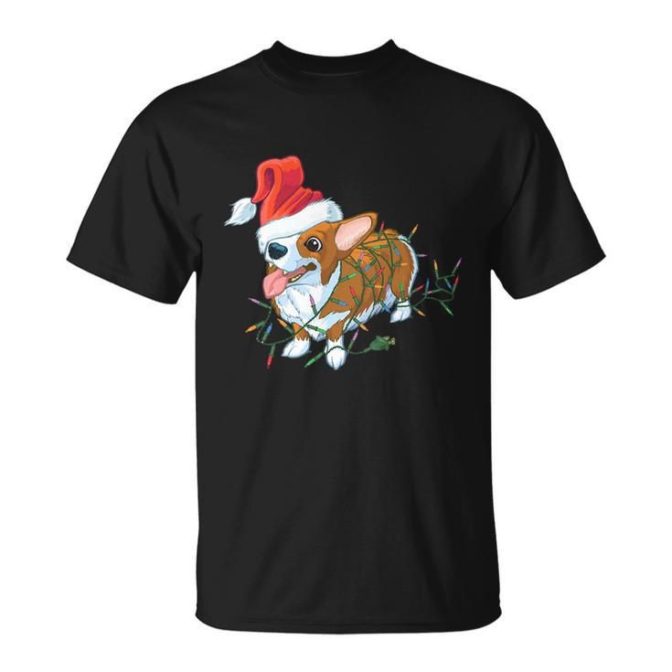 Corgi Dog Light Merry Corgmas Santa Corgi Ugly Christmas Funny Gift Unisex T-Shirt