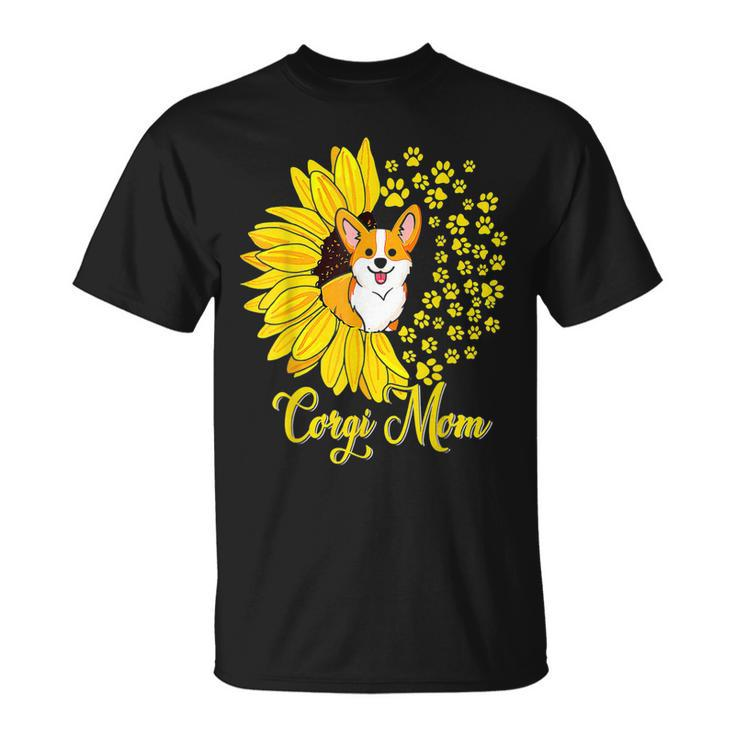 Corgi Mom Cute Corgi Dog Sunflower Happy Mothers Day  Unisex T-Shirt