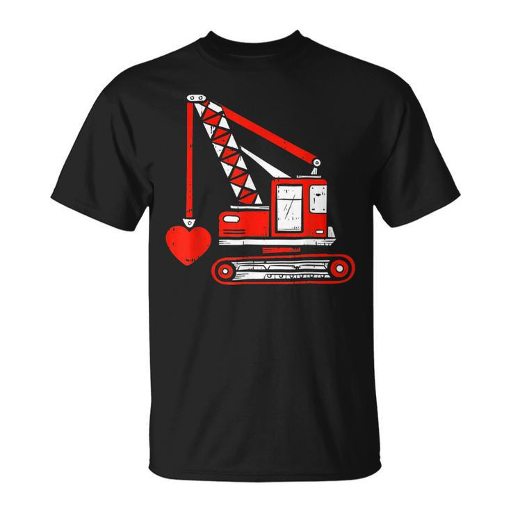 Crane Heart Valentines Day Couples Boys Kids T-Shirt