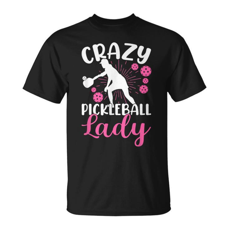 Crazy Pickleball Lady Funny Pink  Sweater Gift  Unisex T-Shirt