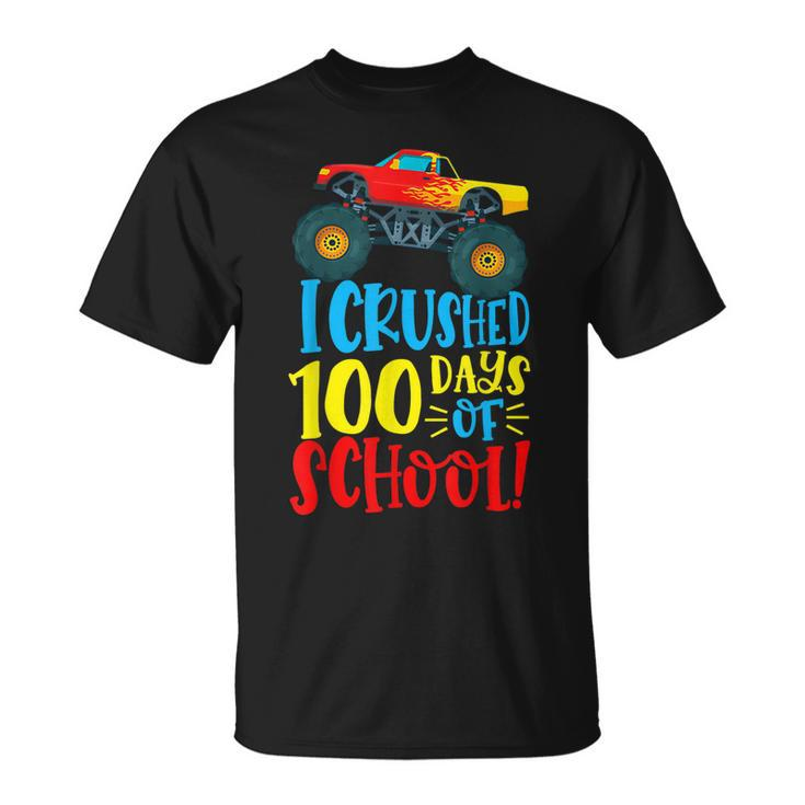 I Crushed 100 Days Of School Monster Truck Car Boys Kids T-shirt