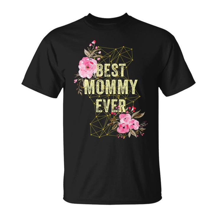 Womens Cute Best Mommy Ever Costume Floral T-shirt