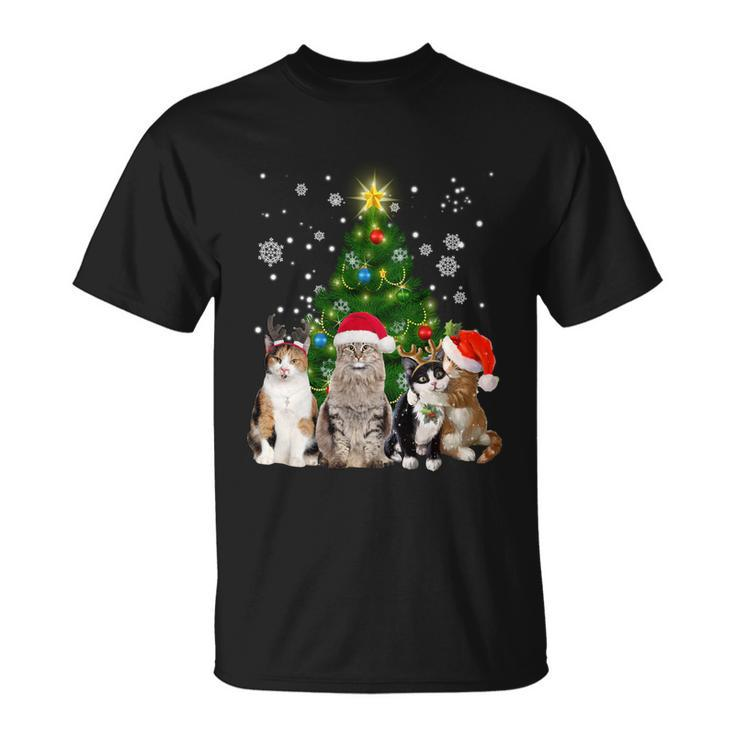 Cute Cat Christmas Tree Cat Lover Xmas Cat Mom Gift Unisex T-Shirt