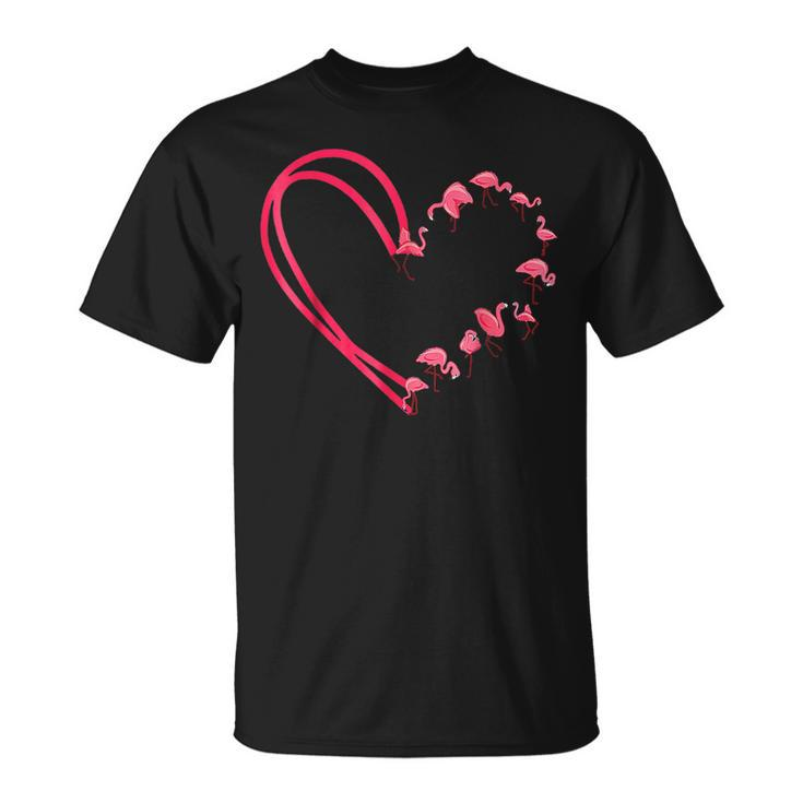 Cute Flamingo Valentine Heart Shape Valentines Day T-Shirt