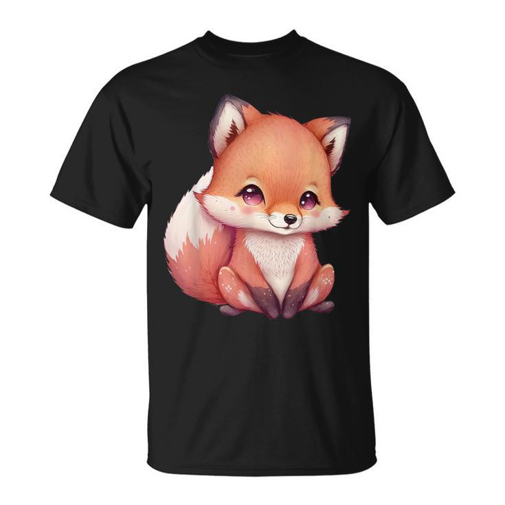 Cute Fox Adorable Illustration Cartoon Classic T-shirt