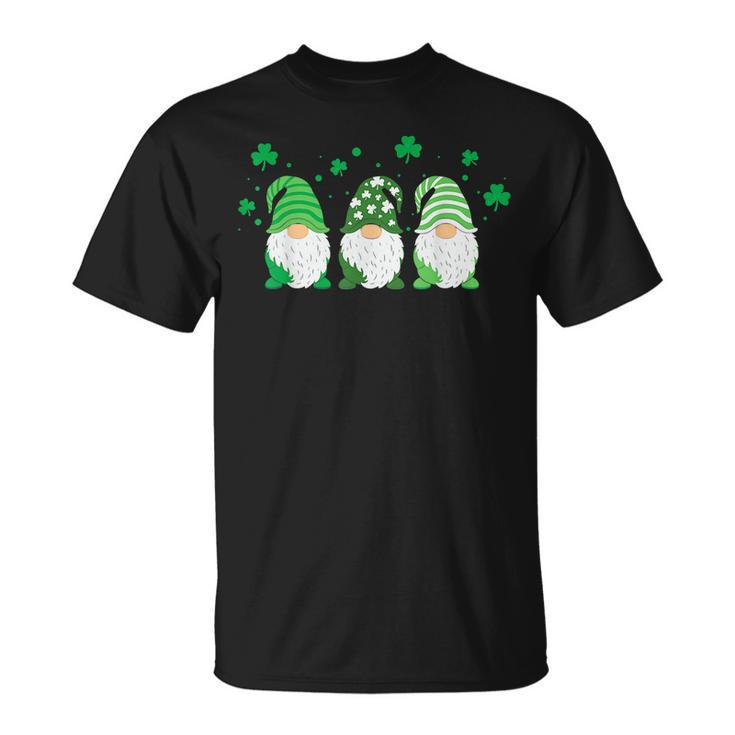 Cute Gnomes Holding Shamrock Leopard Plaid St Patricks Day T-shirt