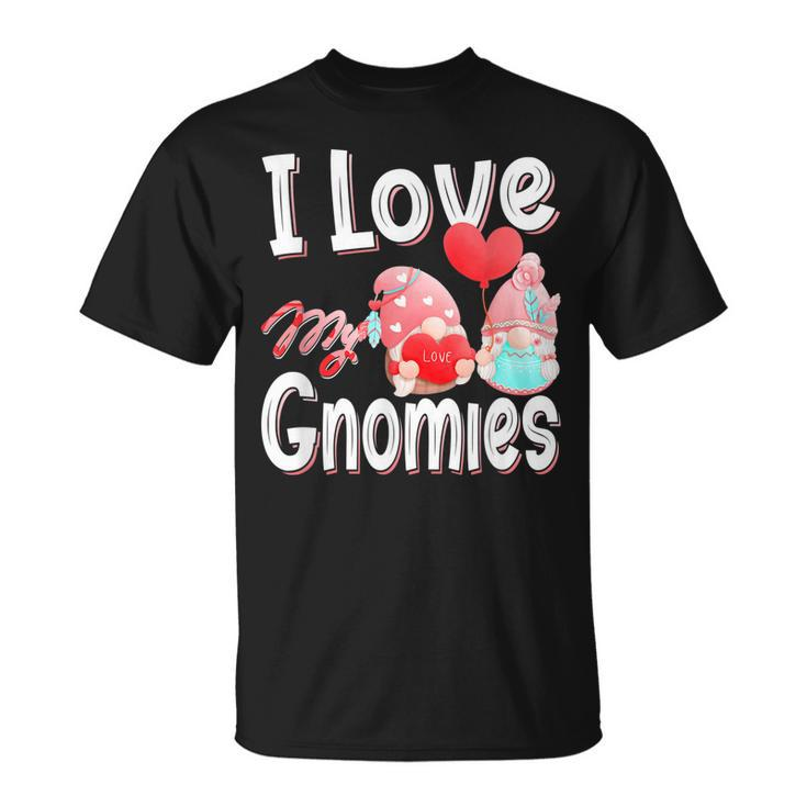Cute I Love My Gnomies Gnomes & Hearts Valentines Day T-Shirt