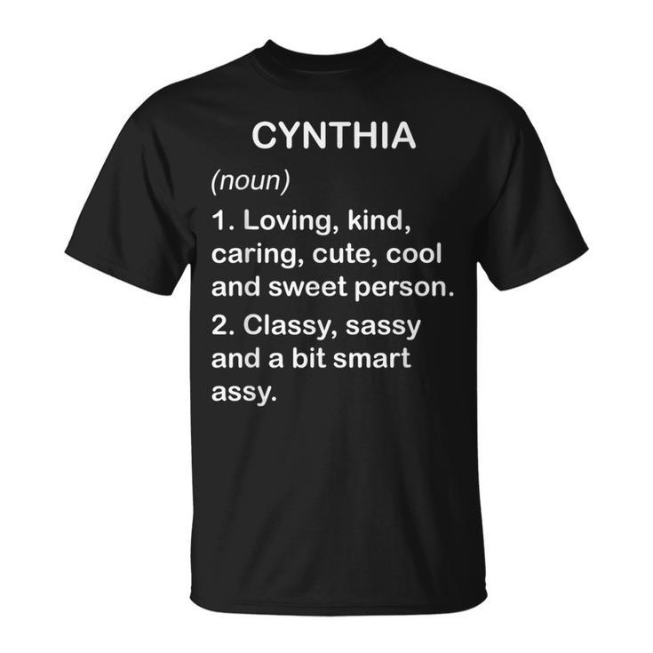 Cynthia Definition Personalized Custom Name Loving Kind Unisex T-Shirt