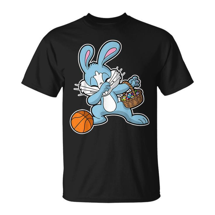 Dabbing Easter Bunny Kids Basketball Basket Stuffer Boys  Unisex T-Shirt