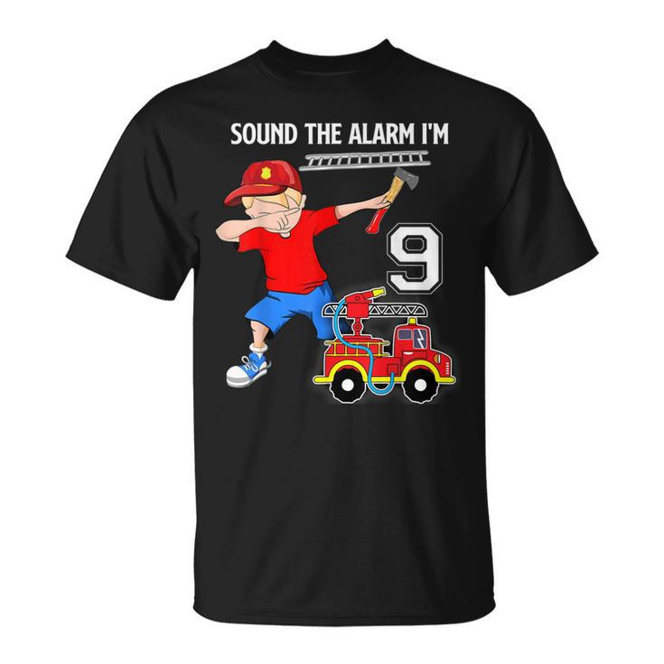 Dabbing Fire Fighter Truck 9 Years Old Birthday T T-Shirt