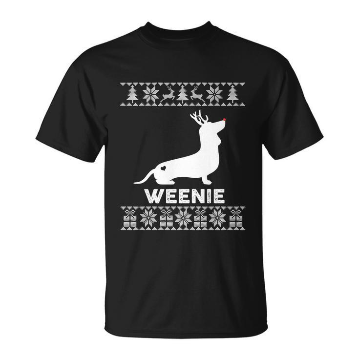Dachshund Dog Lover Weenie Reindeer Ugly Christmas Sweater Gift Unisex T-Shirt