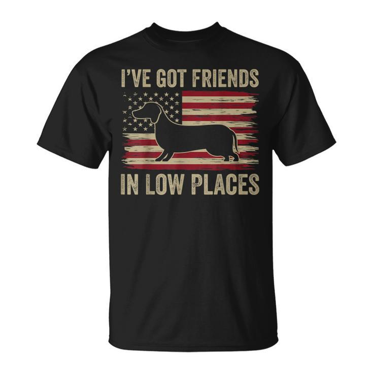 Dachshund Ive Got Friends In Low Places Wiener Dog Vintage T-Shirt