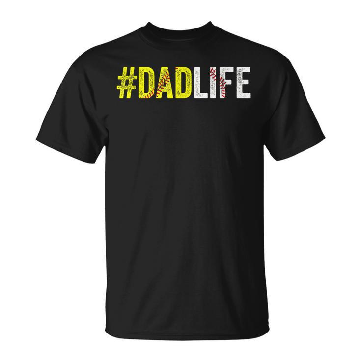 Dad Life Softball Daddy Baseball Sports Lover Fathers Day T-Shirt