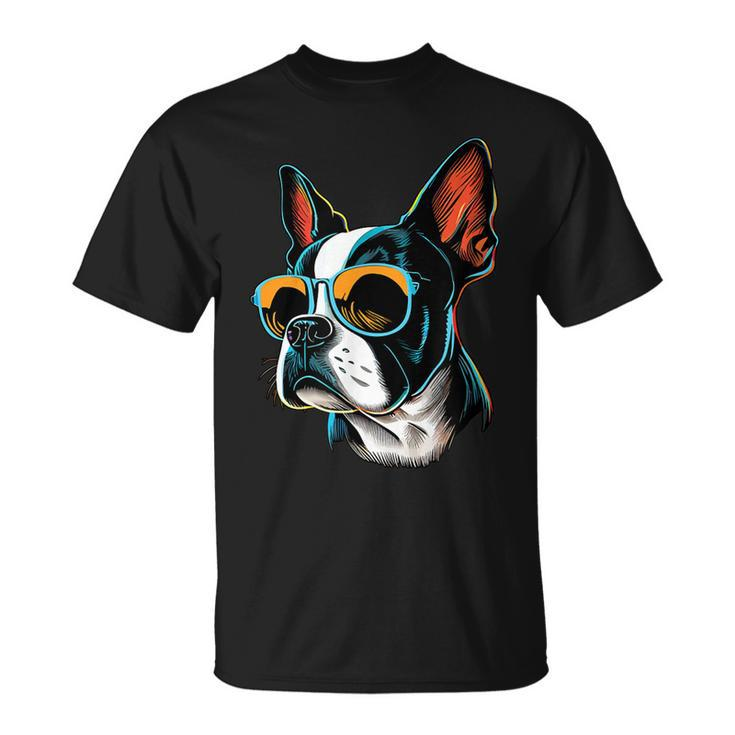 Dad Mom Cool Dog Sunglasses Boston Terrier Unisex T-Shirt