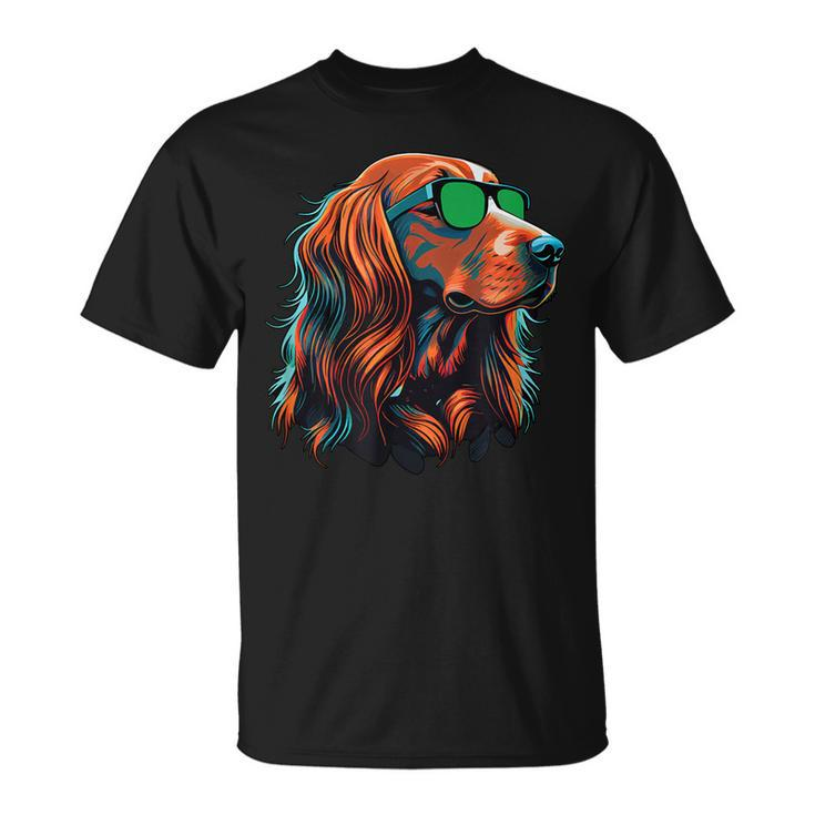 Dad Mom Cool Dog Sunglasses Irish Setter Unisex T-Shirt