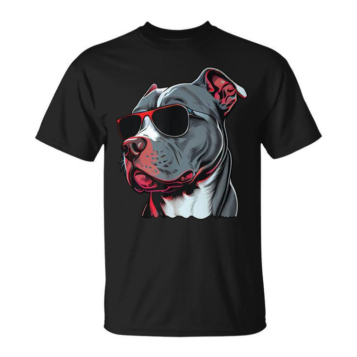 Dad Mom Cool Dog Sunglasses Pitbull Unisex T-Shirt
