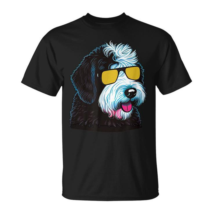 Dad Mom Cool Dog Sunglasses Sheepadoodle Unisex T-Shirt