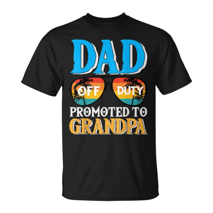Dad Off Duty Promoted To Grandpa Pregnancy Announcement Gift For Mens Unisex T-Shirt