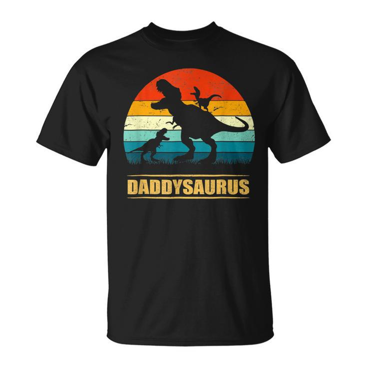 Dad Saurus Daddy Dinosaur T Rex 2 Kids Family Fathers Day Unisex T-Shirt
