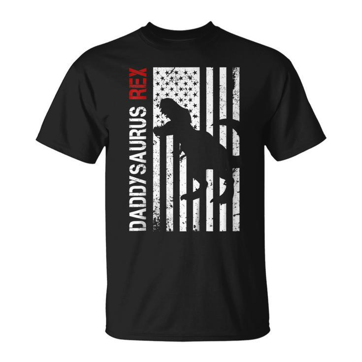 Daddysaurus Rex Flag Tshirt Funny Fathers Day Gift Idea Unisex T-Shirt