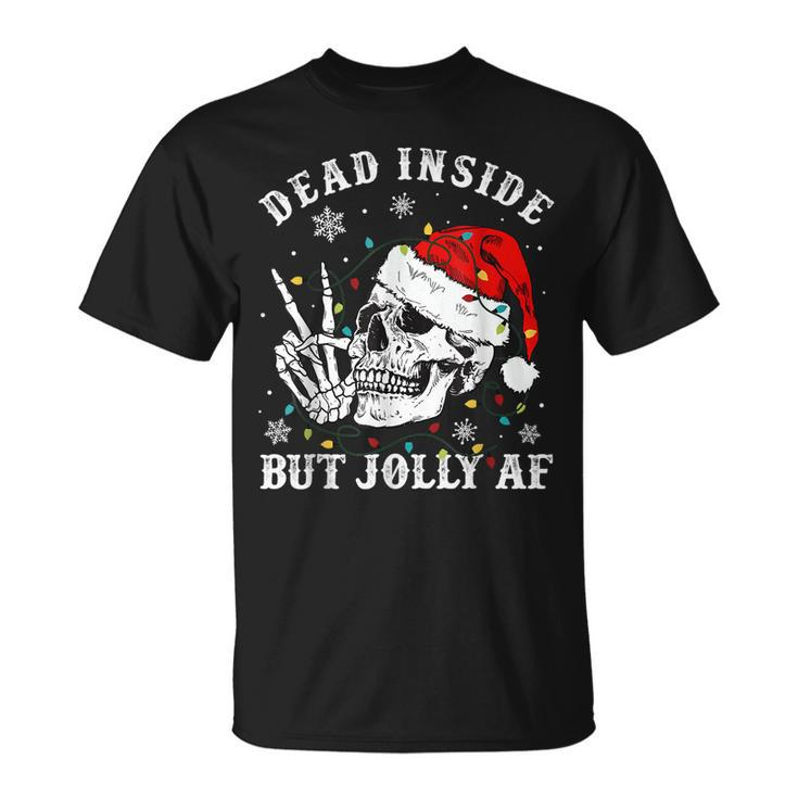 Dead Inside But Jolly Af Skeleton Santa Christmas Pajamas V2T-shirt