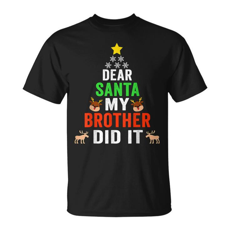 Dear Santa My Brother Did It Christmas Kids Boys T-shirt