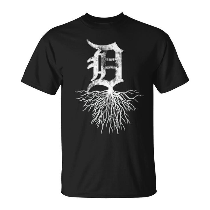 Detroit D Roots Michigan Born Rooted T-shirt