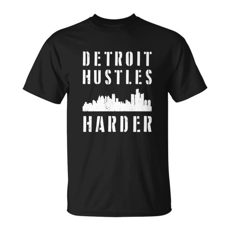 Detroit Hustles Harder City Silhouette T-shirt