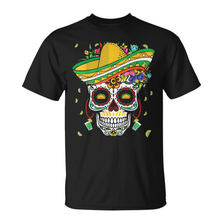 Dia De Los Muertos Colorful Bone Taco Happy Cinco De Mayo  Unisex T-Shirt