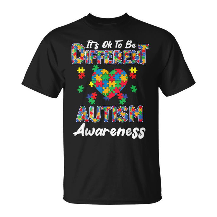 Different Autism Awareness Month Heart Puzzle Pieces Women  Unisex T-Shirt