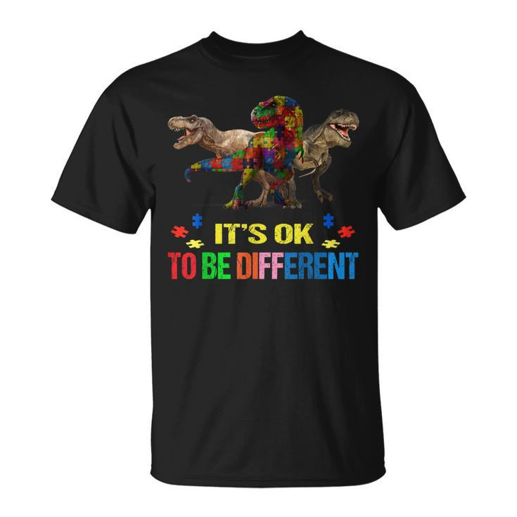 Dinosaur Autism Awareness Days Its Ok To Be Different T-Shirt