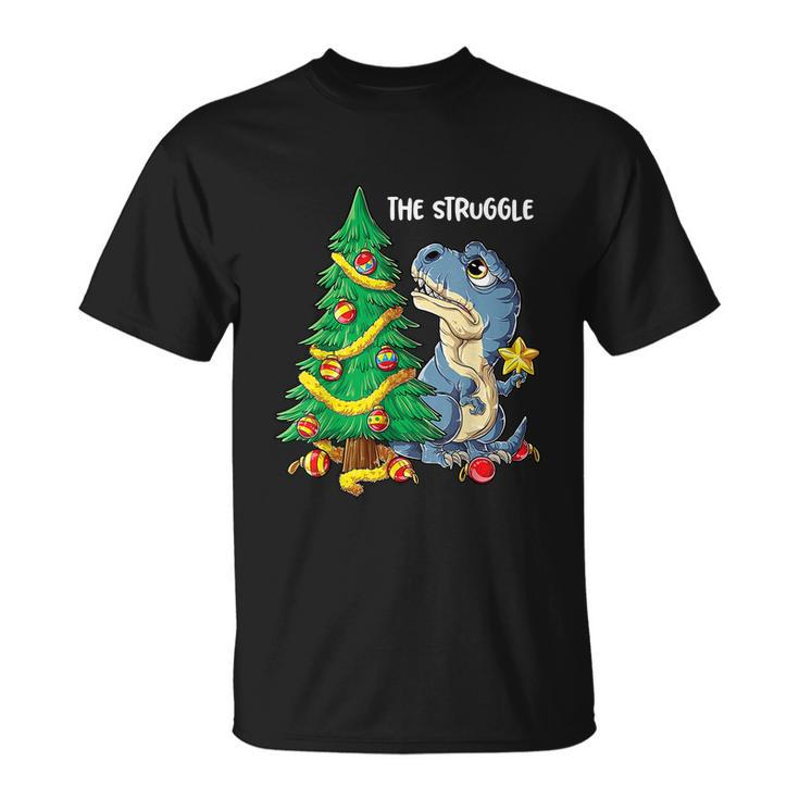 Dinosaur Christmas Tree Rex The Struggle Boys Xmas Pajamas Unisex T-Shirt