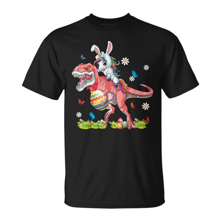 Dinosaur Easter Day Unicorn Riding T-Rex Bunny Costume Gift  Unisex T-Shirt