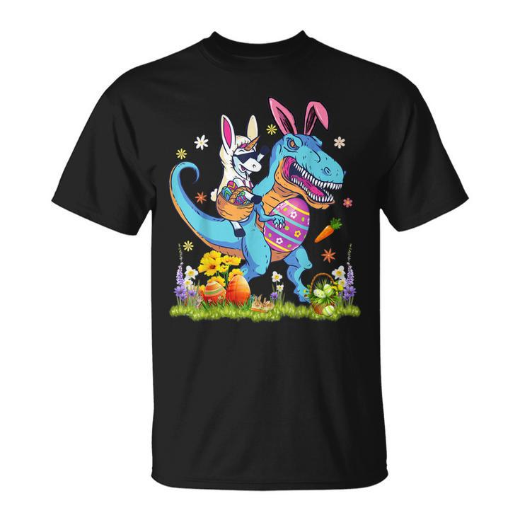 Dinosaur Easter Day Unicorn Riding T-Rex Bunny Costume  Unisex T-Shirt