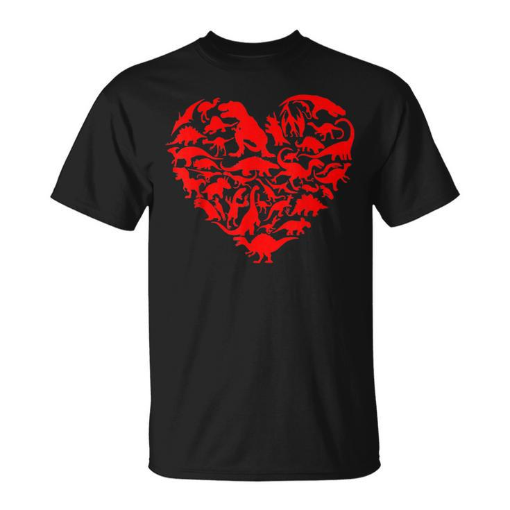 Dinosaur Love Heart Cute Valentines Day Boys Kids Toddlers T-Shirt