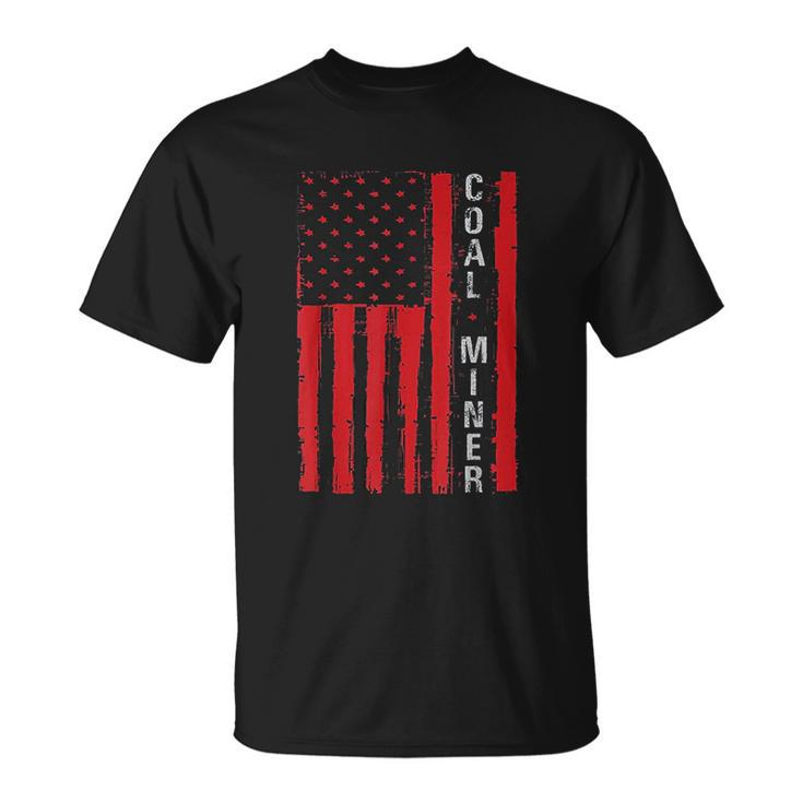 Distressed American Flag Coal Miner Mining Proud Men T-shirt