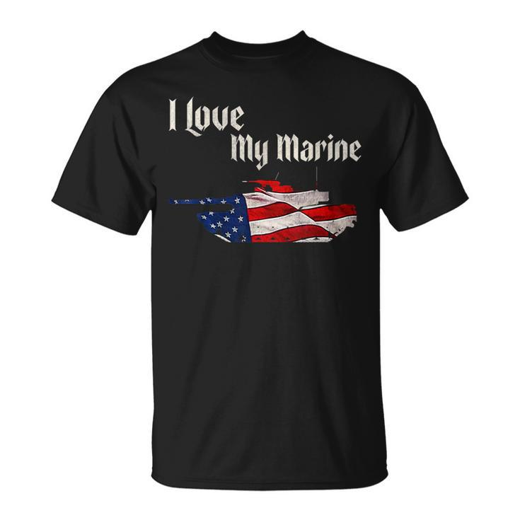 Distressed Support Military I Love My Marine Flag Marine Unisex T-Shirt