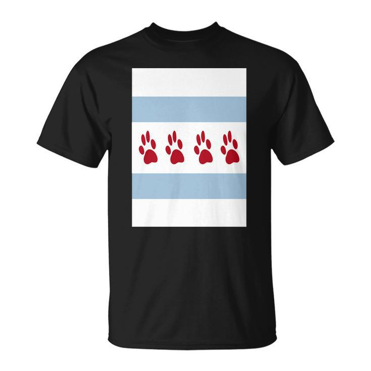 Dog Lovers Chicago Flag Paw Prints Custom T-shirt