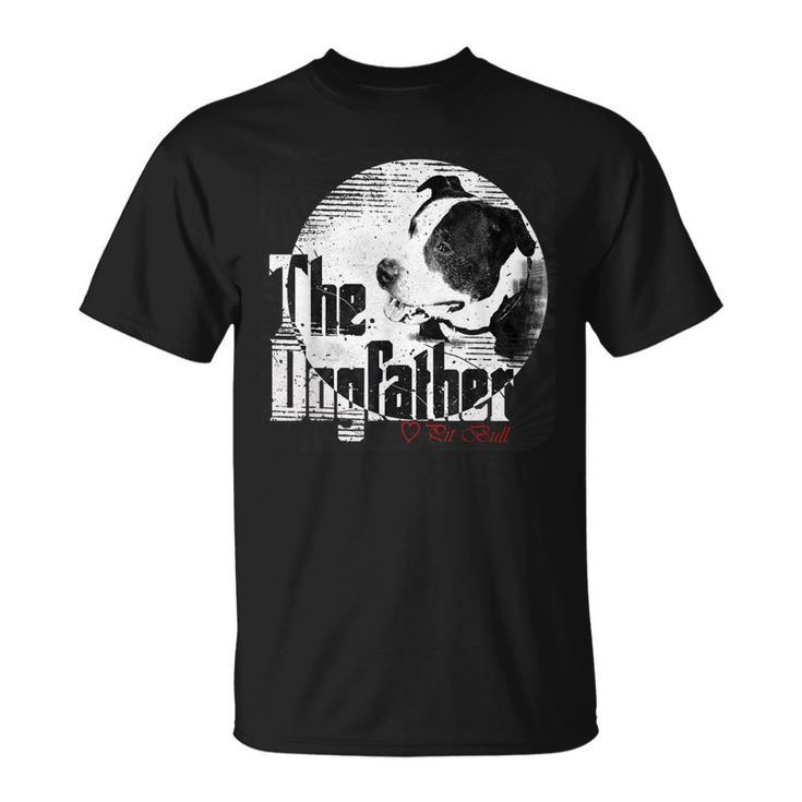 Mens The Dogfather Pitbull Dad Dog Fathers Day T-Shirt