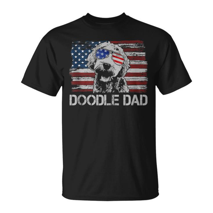 Doodle Dad Goldendoodle Dog American Flag 4Th Of July T-shirt