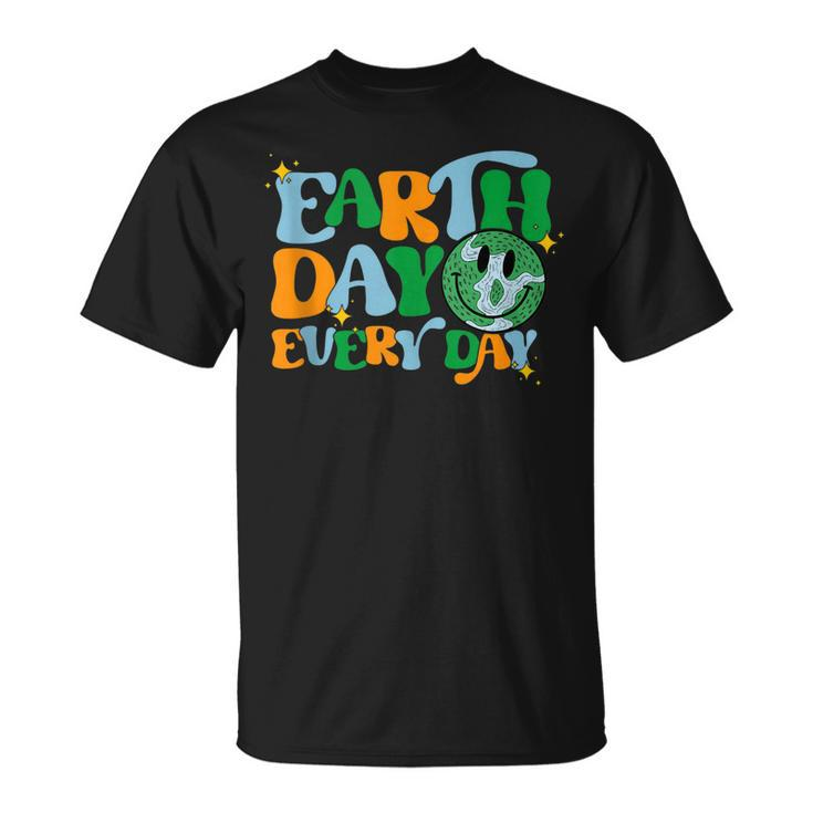 Earth Day Every Day Groovy Face Retro Planet Anniversary  Unisex T-Shirt