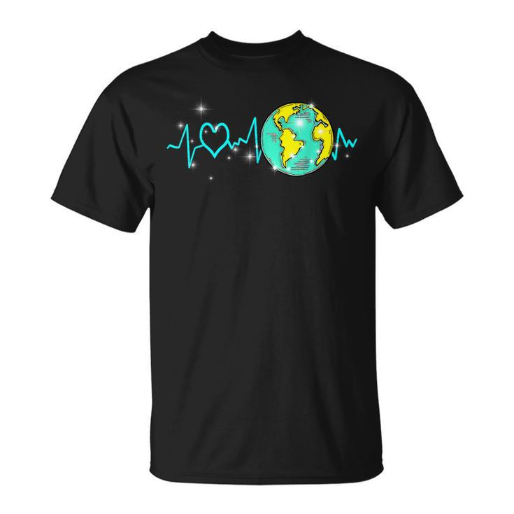 Earth Day Heartbeat Recycling Climate Change Activism  Unisex T-Shirt
